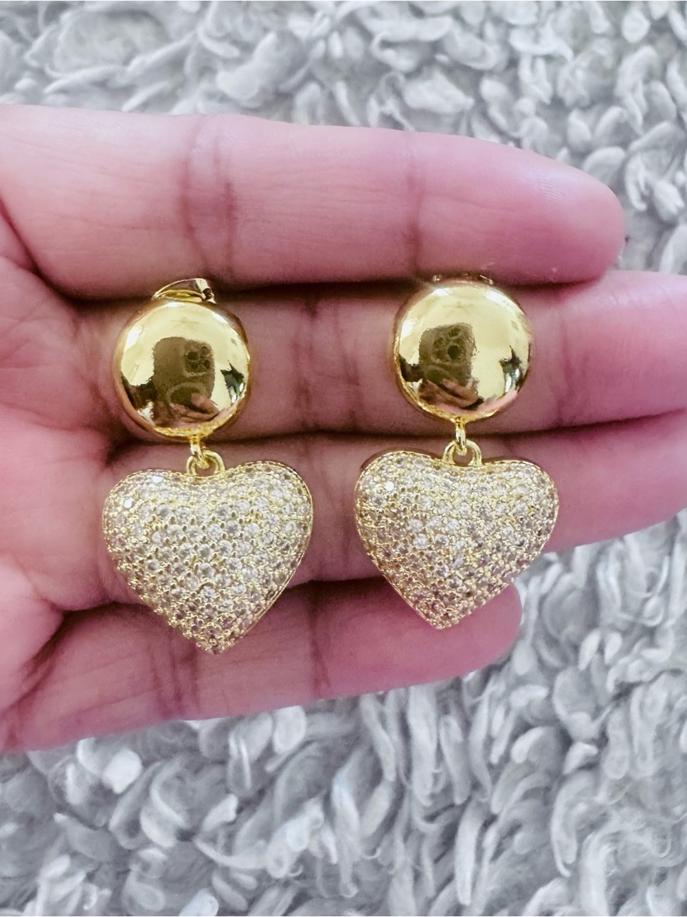 18K Gold Plated accent Heart Drop Earrings - Elegant Women's Jewelry. New